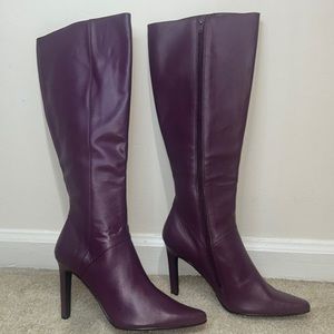 Newport News Purple Leather Boots 8.5